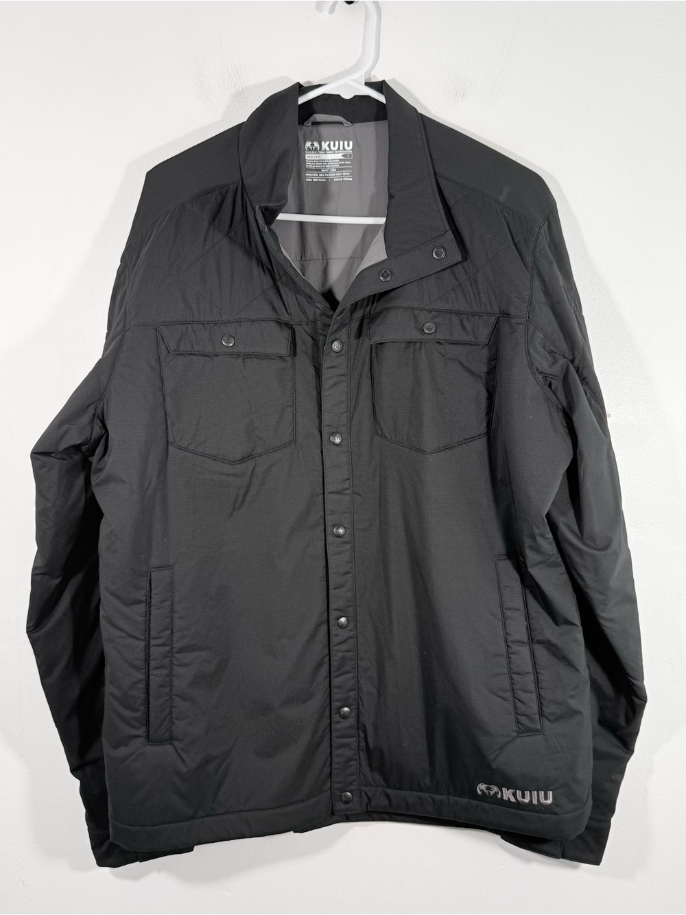 Kuiu Black Gray Base Camp Insulated Snap Shirt Mens Large Toray